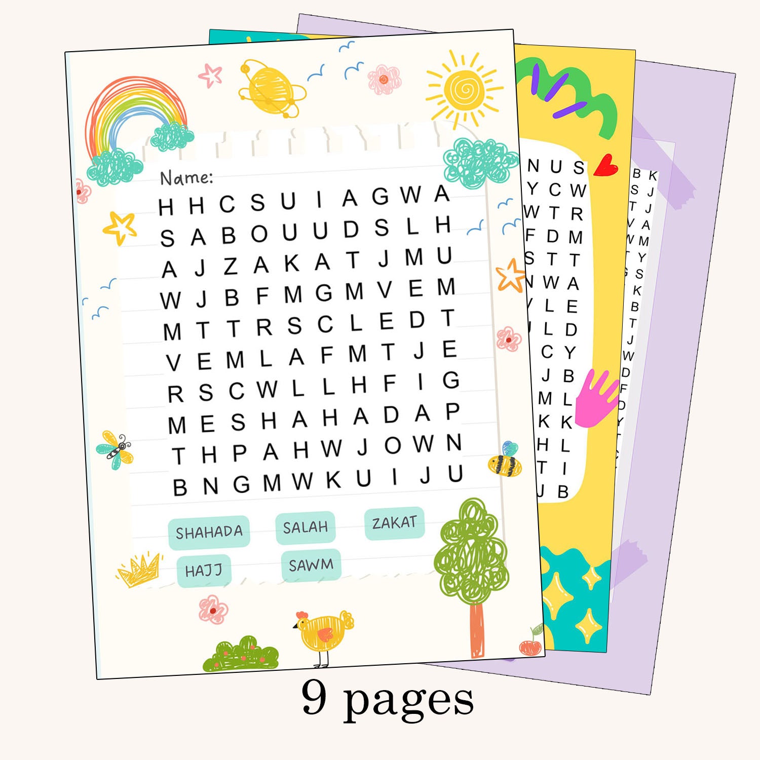 Islamic Word Search - 9 Sheets